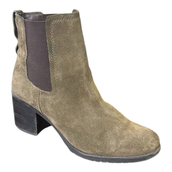 Sam Edelmann Suede Block Heel Chelsea Boot Olive Green Size 10 - Picture 1 of 10